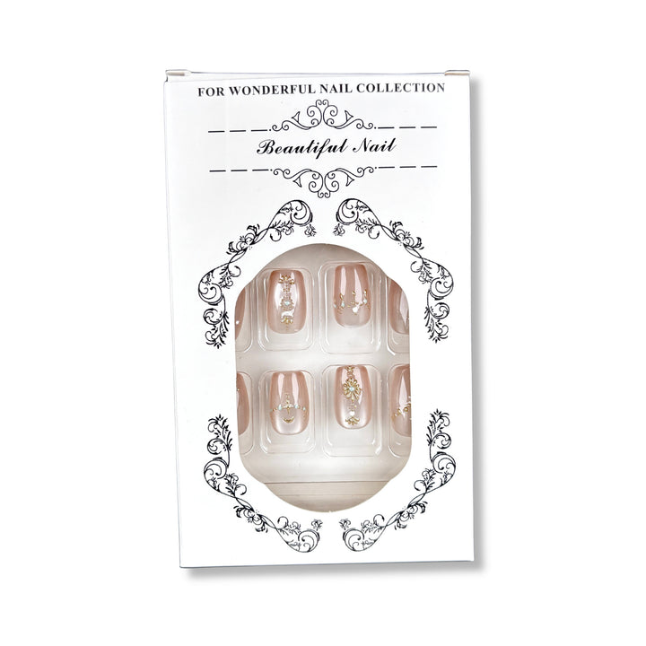 Decorative Press-On Nail Art Set with Elegant Designs