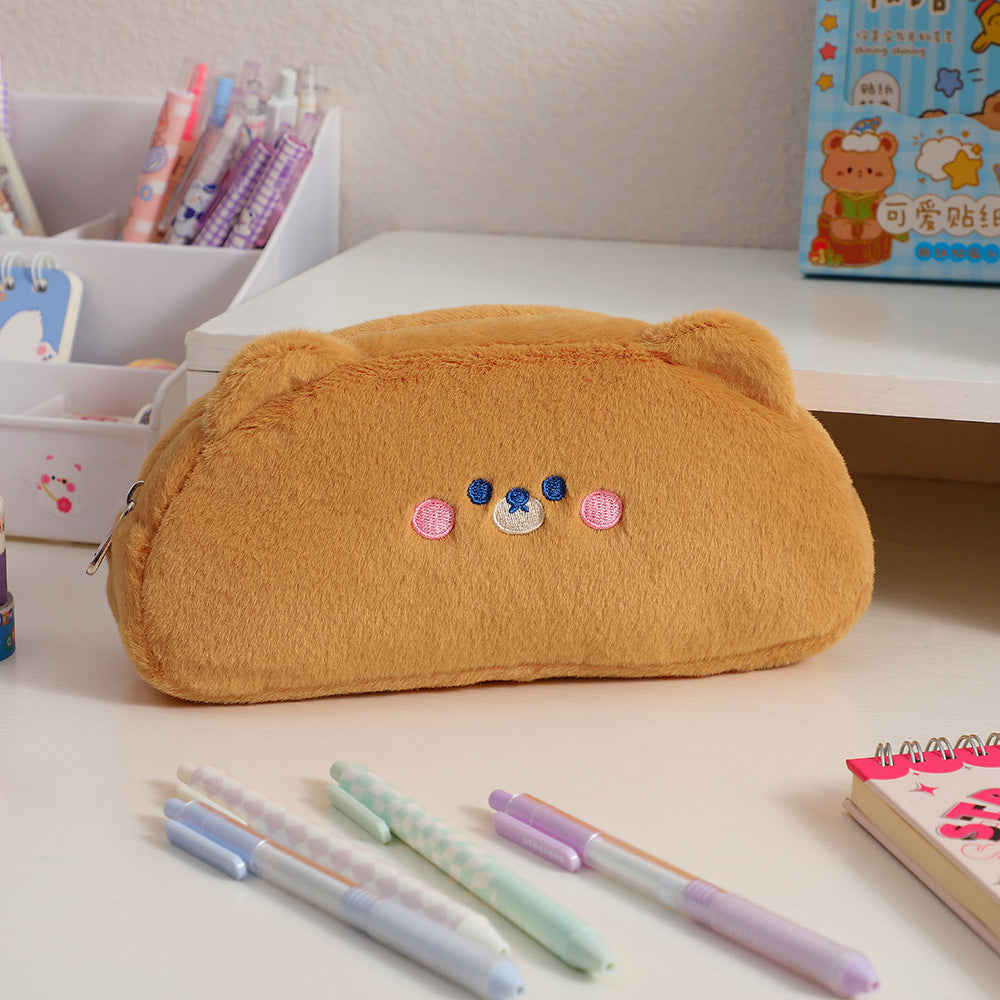 Cute Bear-Shaped Plush Pencil Case Stornfield