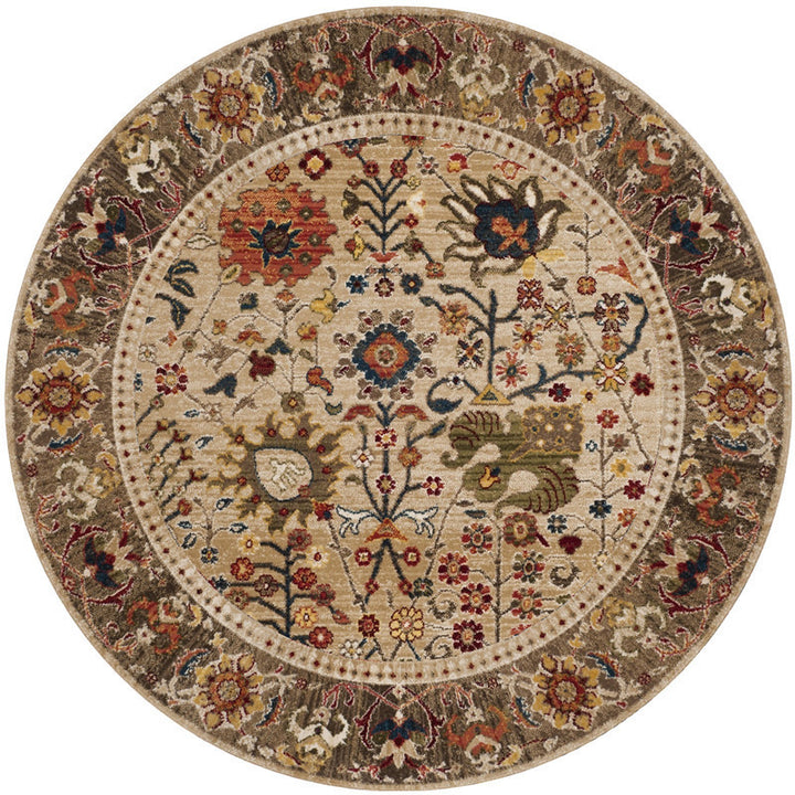 Round Vintage Floral Area Rug