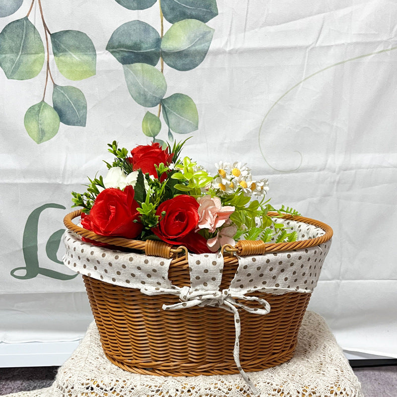 Ladies Elegant Braided Basket with Removable Fabric Insert Stornfield