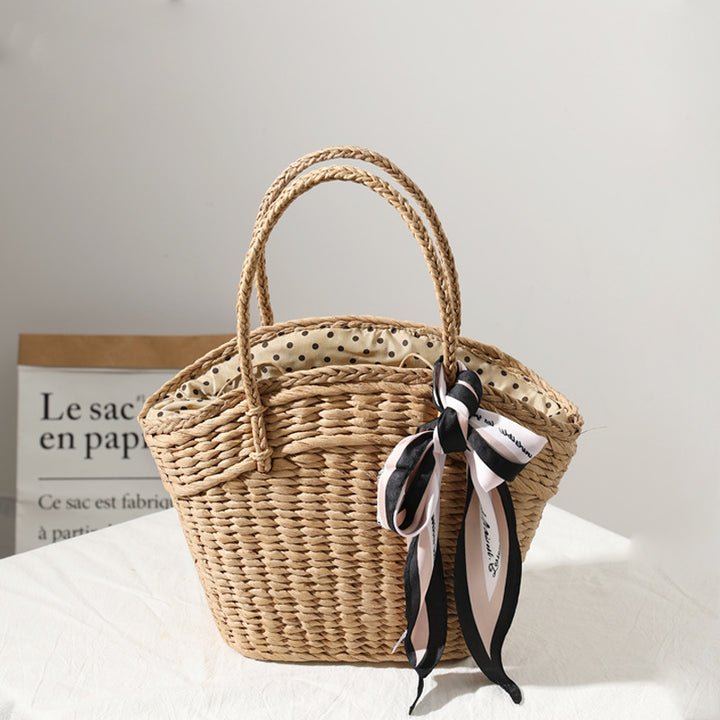 Braided beach bag with dotted inner pocket Stornfield