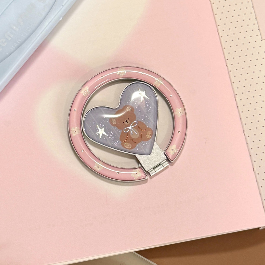 Hand mirror in heart-shaped design with bear motif Stornfield