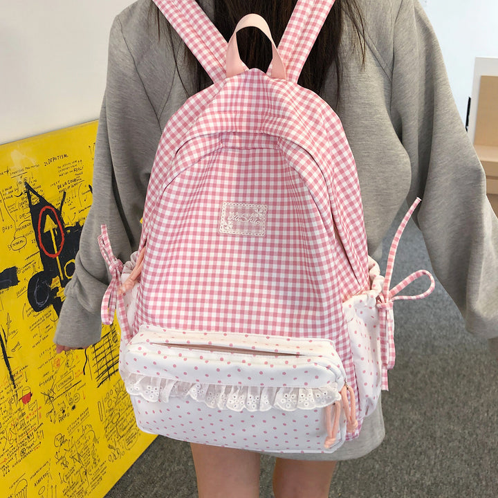 Playful Gingham and Polka Dot Backpack Stornfield