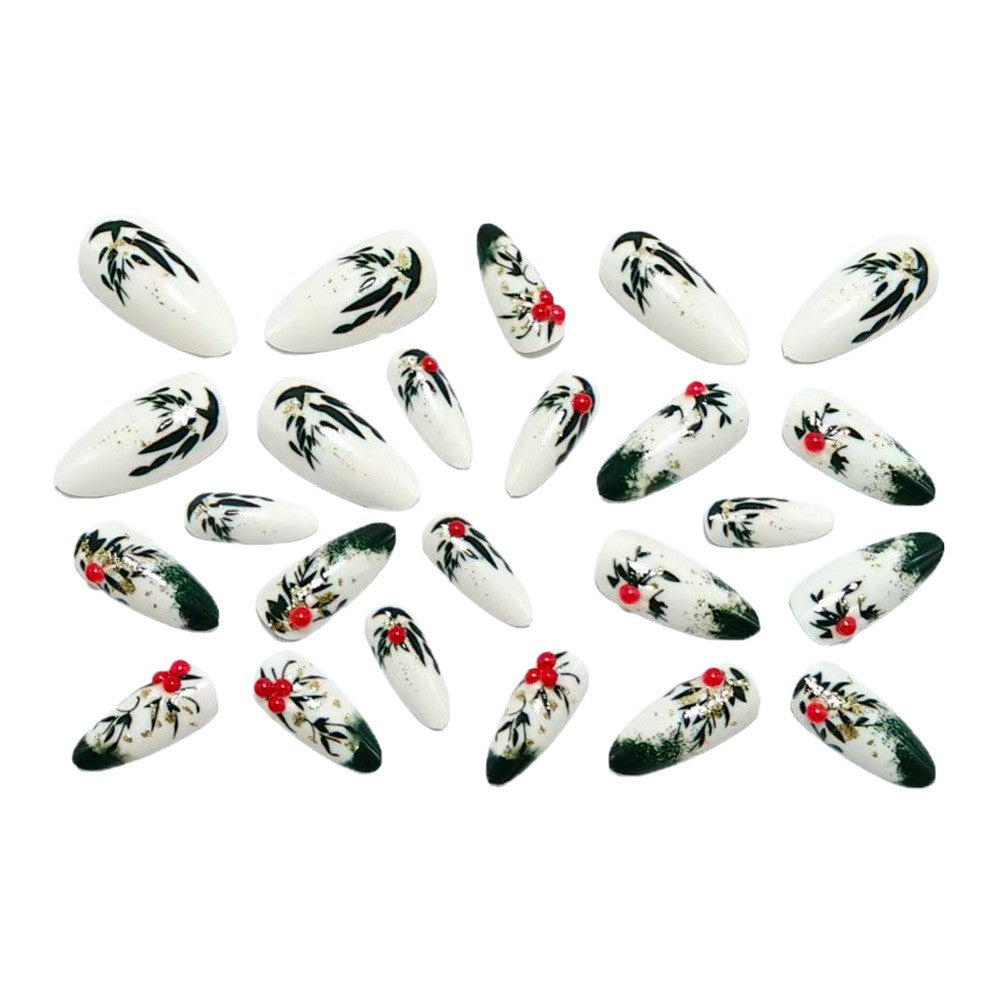 Glamorous artificial nails with floral accents Stornfield