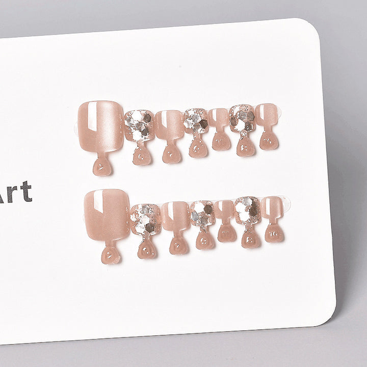 Elegant Press-On Nail Extensions with Rhinestone Accents Stornfield