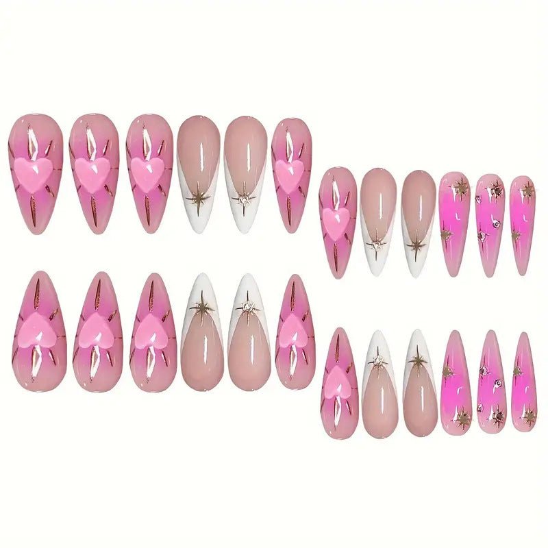 Heart-Embellished Stiletto Press-On Nails Stornfield
