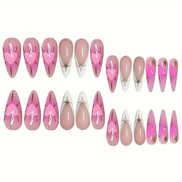 Heart-Embellished Stiletto Press-On Nails Stornfield