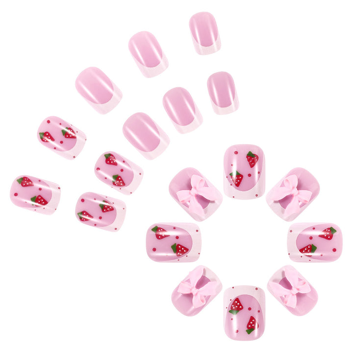 Decorative Strawberry-Themed Press-On Nail Art Stornfield