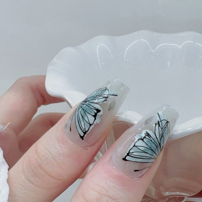 Artistic Butterfly-Design Press-On Nail Set