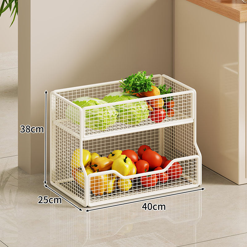 Two-Tier Wire Mesh Countertop Vegetable and Fruit Storage Rack