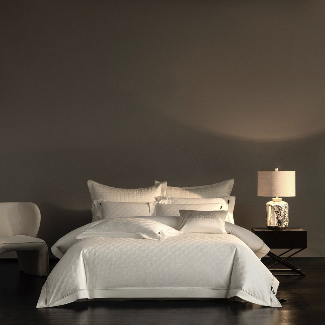 Luxury Jacquard Duvet Cover Set with Quilted Shams & Decorative Cushions