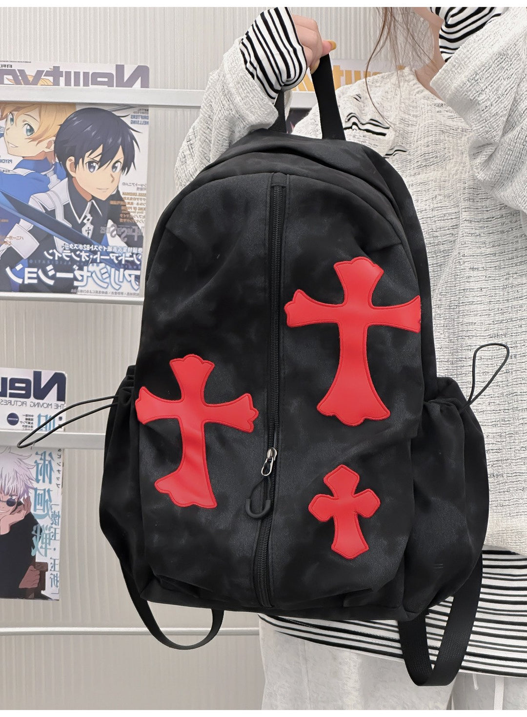 Graphic Cross-Design Backpack