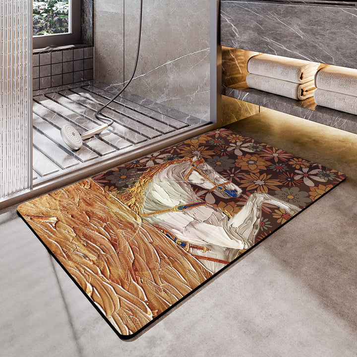 Artistic Horse-Themed Bath Mat Stornfield
