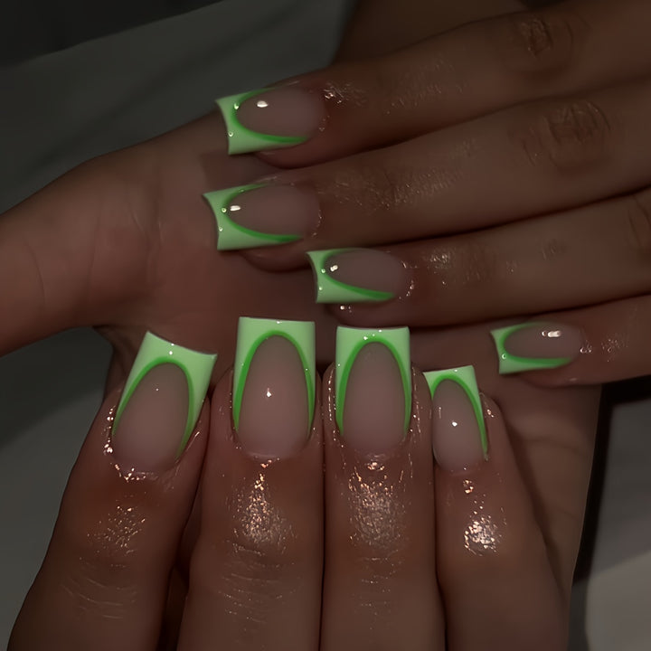 Neon French Tip Press-On Nails Stornfield