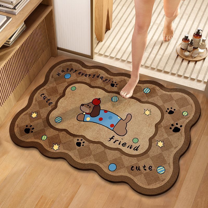 Cute Cartoon Dog-Themed Plush Bath Mat