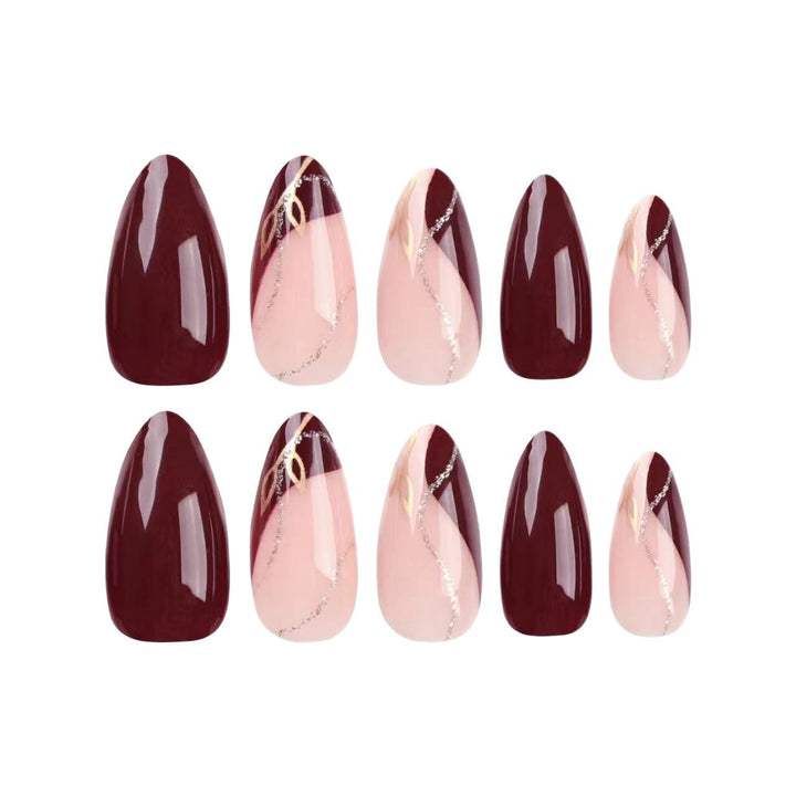 Elegant Matte and Glossy Almond-Shaped Press-On Nail Extensions Stornfield