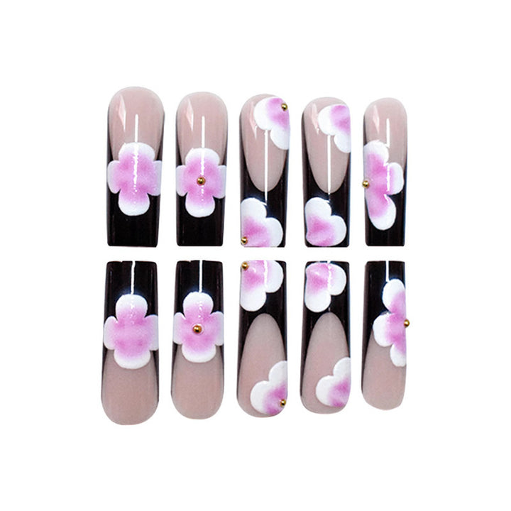 Floral-Embellished Long Press-On Nails Stornfield