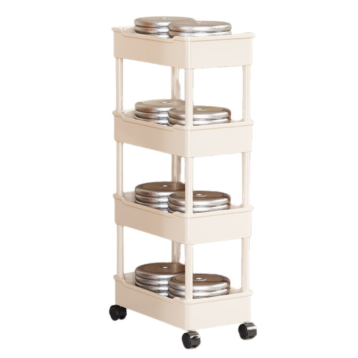 Four-Tier Slim Rolling Kitchen Storage Cart with Deep Trays and Locking Casters