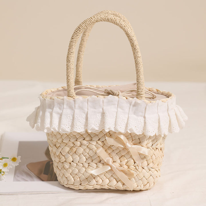 Handcrafted basket bag with delicate ruffles and ribbons Stornfield