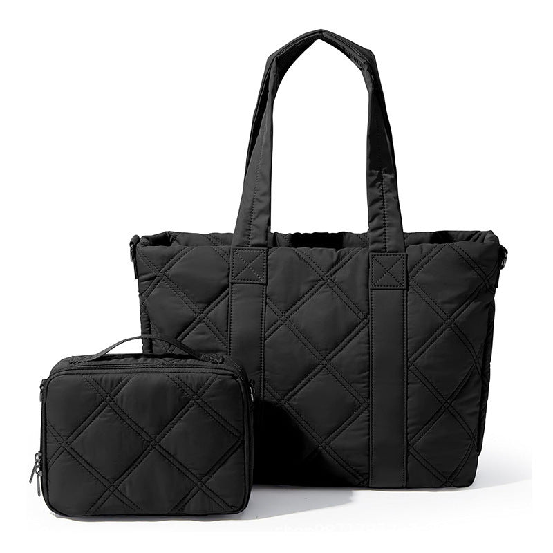 Elegant and Versatile Fabric Handbag with Detachable Cosmetic Bag Stornfield