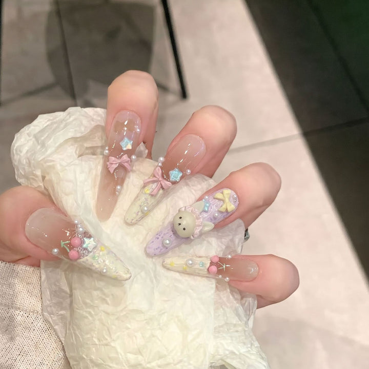 Themed Decorative Press-On Nails with 3D Accents Stornfield