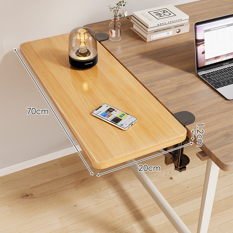 Clamp-On Adjustable Wooden Desk Side Shelf Extension with Foldable Bracket