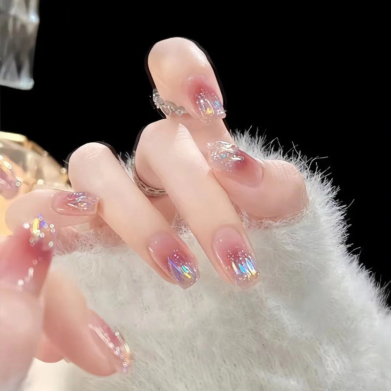 Artistic Press-On Nail Set with Glitter and Ombre Effects Stornfield