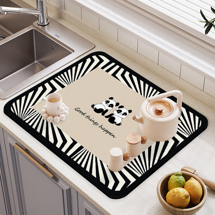 Cute Panda-Themed Kitchen Welcome Mat