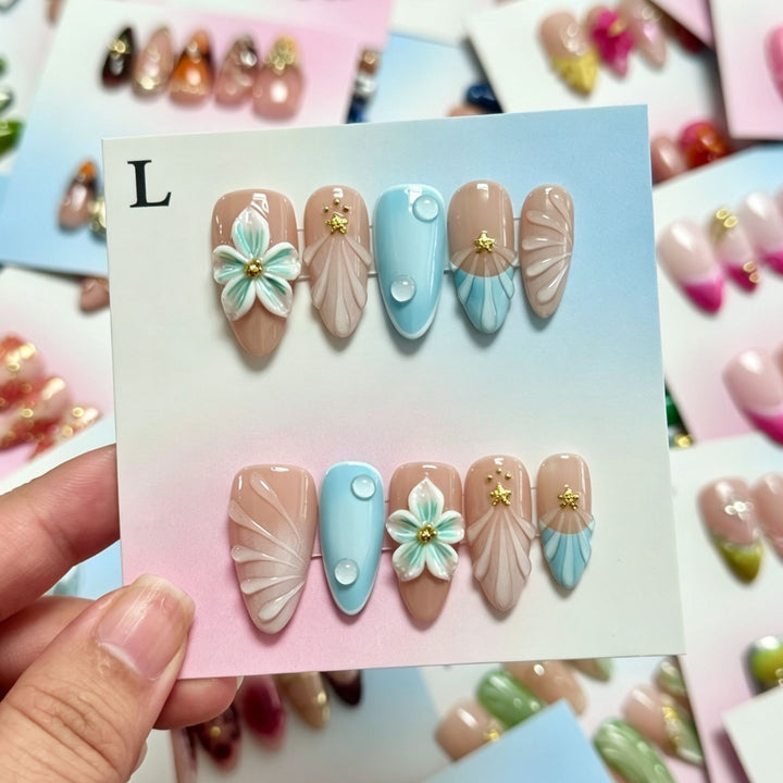 Handmade Floral Design Press-On Nails Set