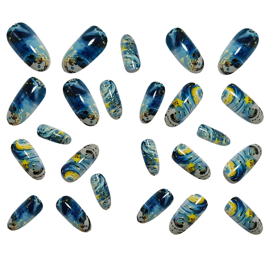 Creative art nails in star and moon design Stornfield