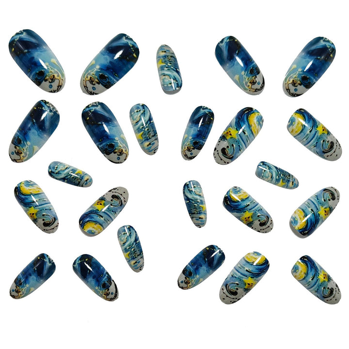 Creative art nails in star and moon design Stornfield