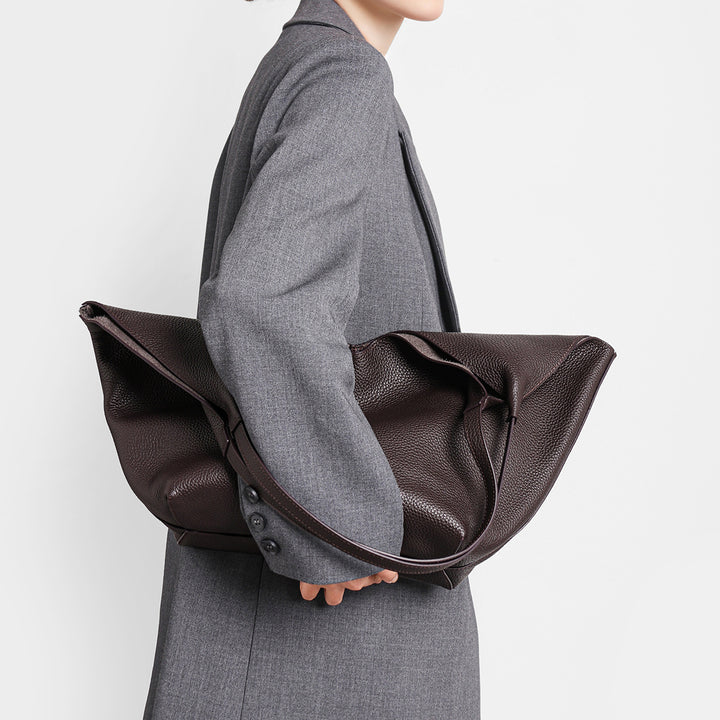Pebbled Leather Large Shoulder Tote Bag