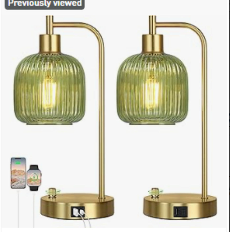 Modern Glass Table Lamp with USB Charging
