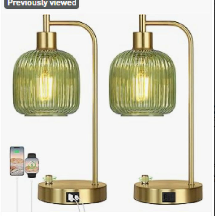 Modern Glass Table Lamp with USB Charging