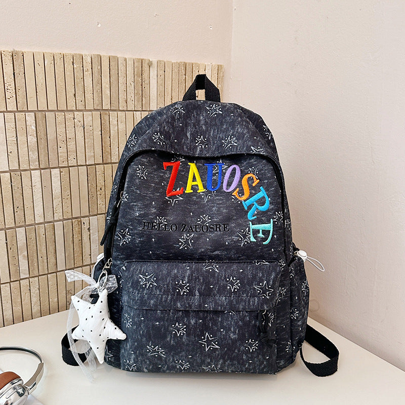 Stylish Star-Embellished Corduroy Backpack Stornfield