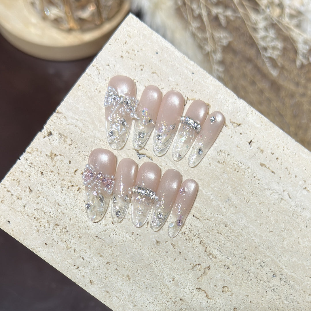 Decorative Rhinestone Press-On Nail Tips