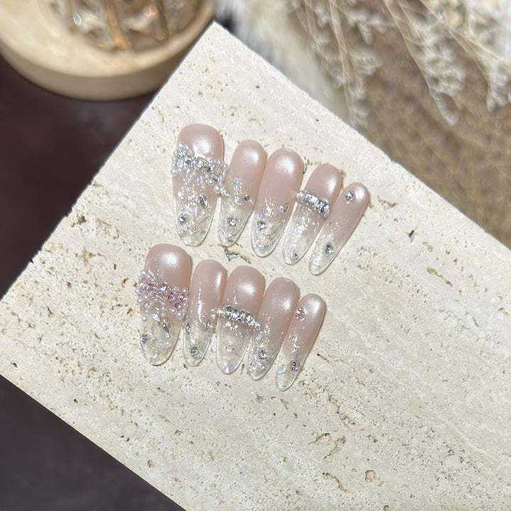 Decorative Rhinestone Press-On Nail Tips
