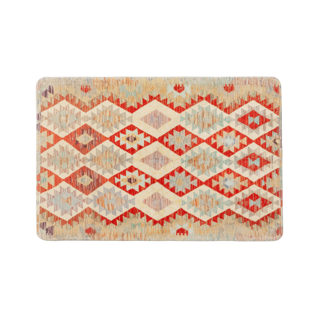 Traditional Persian medallion carpet with flat weave structure