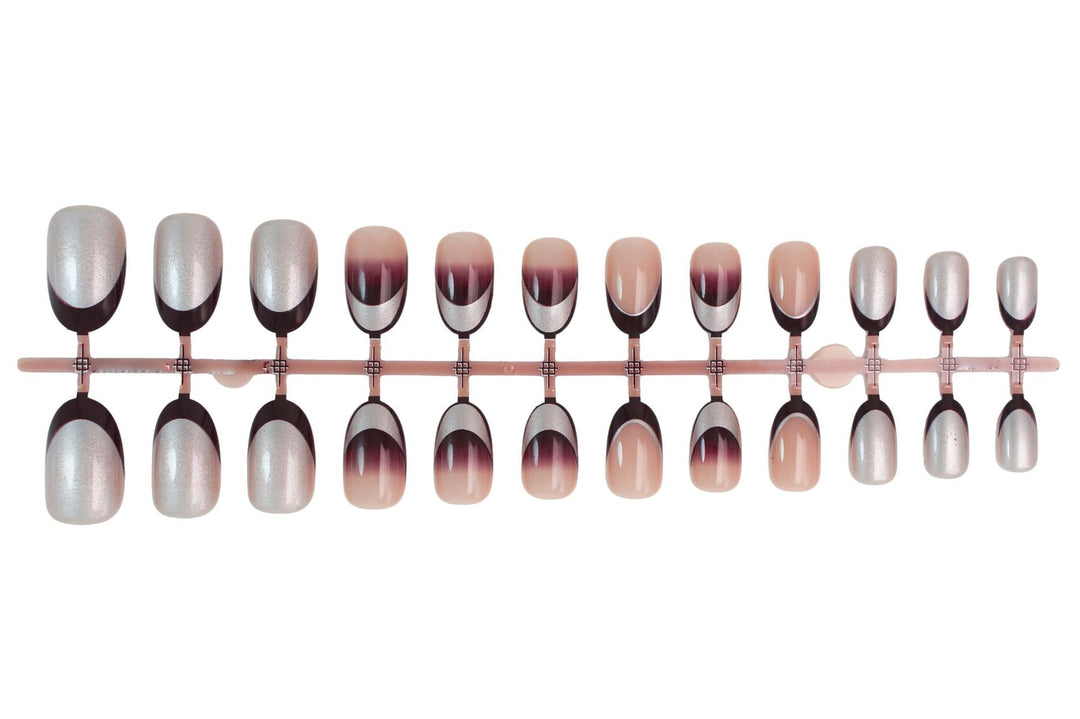 Artificial nail set with elegant gradient and glitter accents Stornfield