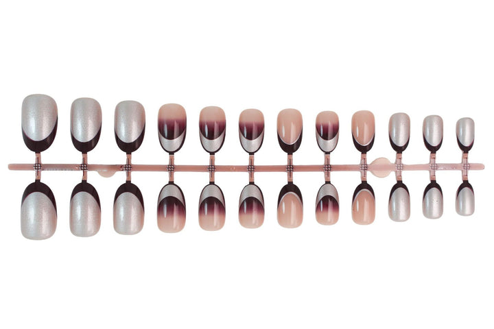 Artificial nail set with elegant gradient and glitter accents Stornfield