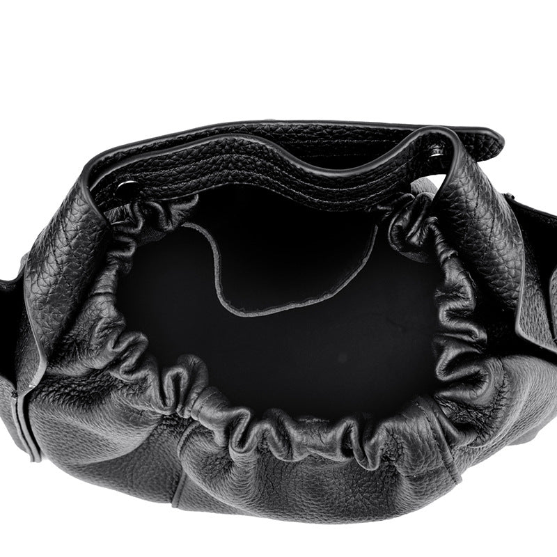 Textured Leather Drawstring Satchel Stornfield