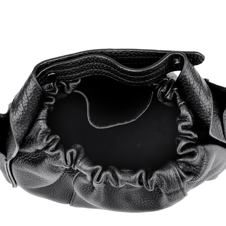Textured Leather Drawstring Satchel Stornfield
