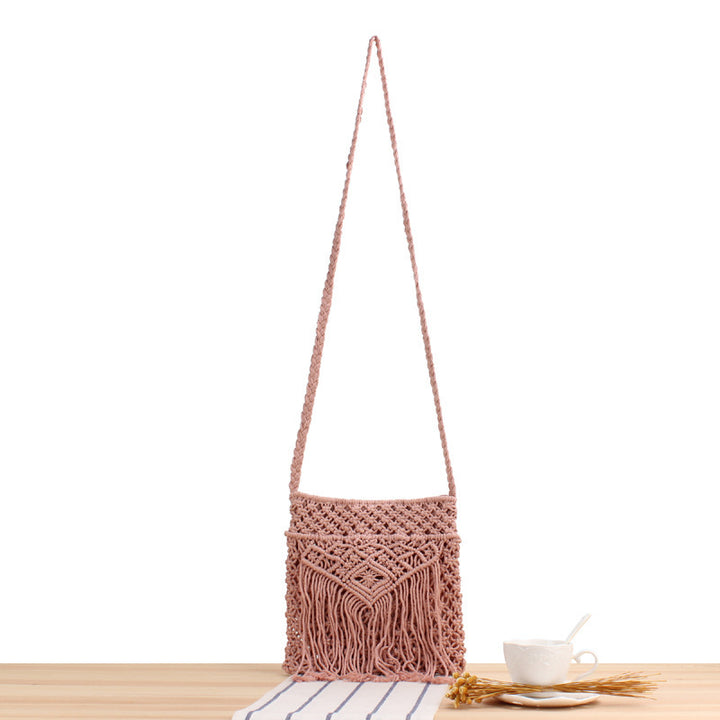 Handcrafted macrame shoulder bag with fringes Stornfield