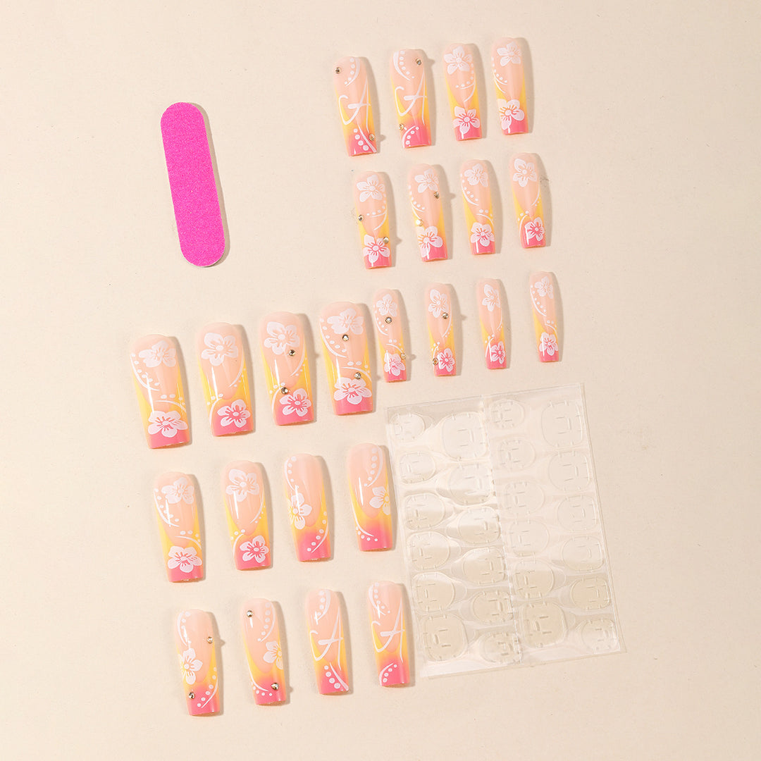Floral-Themed Acrylic Nail Art Extensions Stornfield