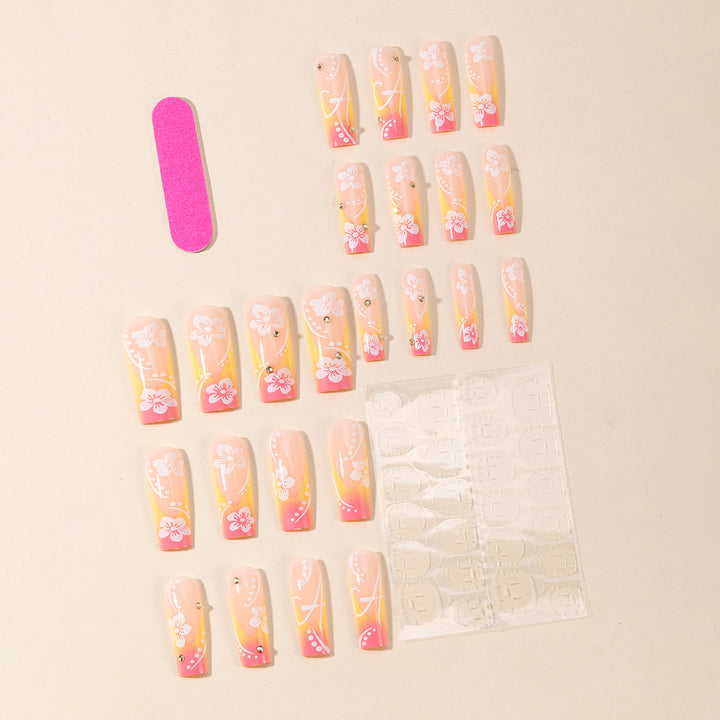 Floral-Themed Acrylic Nail Art Extensions Stornfield
