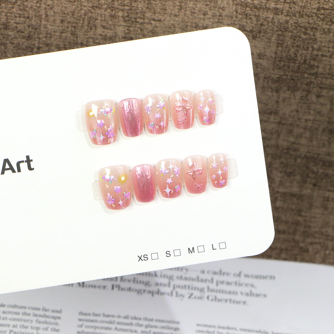 Artistic Floral-Embellished Press-On Nail Set Stornfield