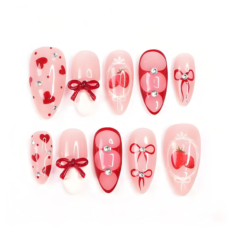 Artificial nail set with cute heart and bow designs Stornfield