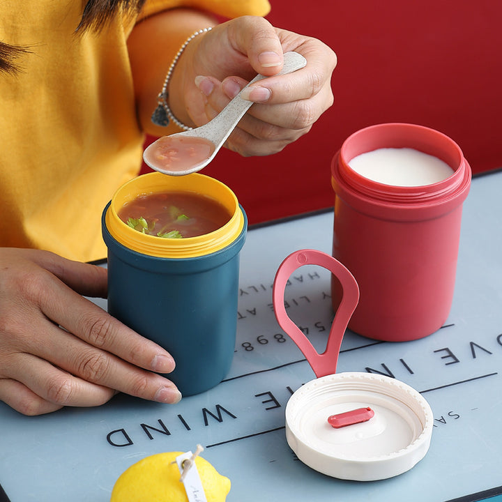Multi-Compartment Lunch Storage Container with Utensils