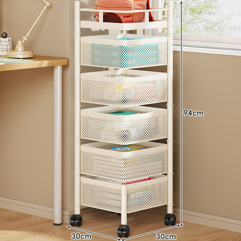 Compact Rolling Mesh Multi-Tier Corner Storage Cart