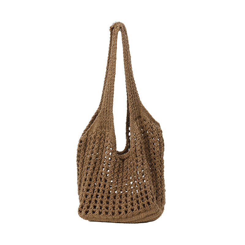 Floral Embellished Crochet Tote